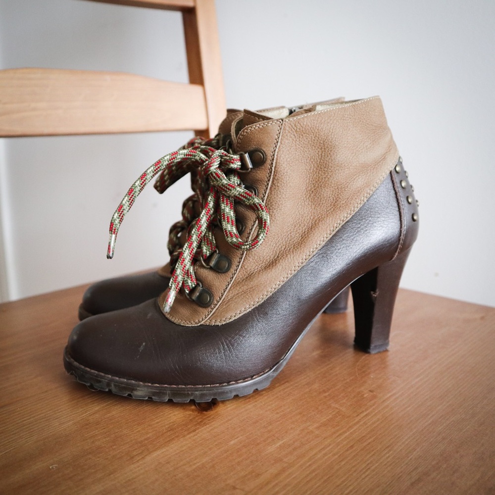 Leather Ankle Bootie Heels